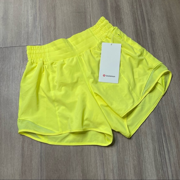 Lululemon Hotty Hot High-Rise Lined Short 4" - Electric Lemon - Picture 2 of 5